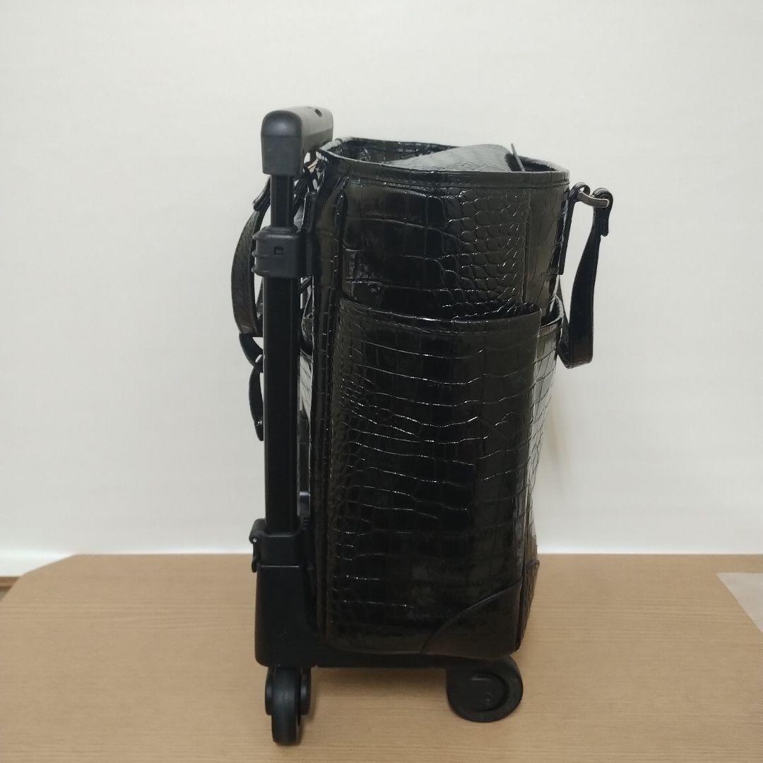 クロコ調 ブラック キャリーケース 中型