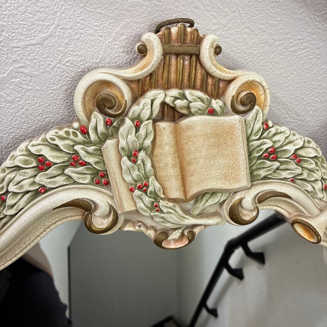 大型 天使装飾 ロココ調　ウォールミラー アンティーク調　壁掛け　姫系インテリア