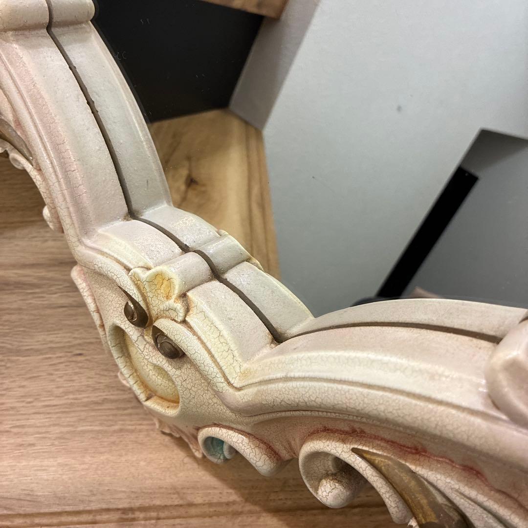 大型 天使装飾 ロココ調　ウォールミラー アンティーク調　壁掛け　姫系インテリア