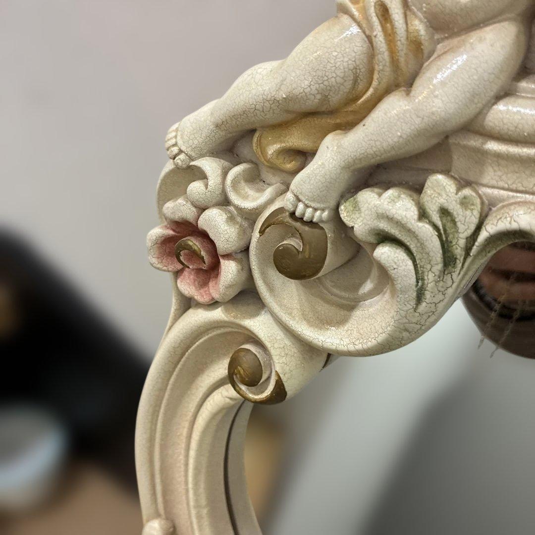 大型 天使装飾 ロココ調　ウォールミラー アンティーク調　壁掛け　姫系インテリア