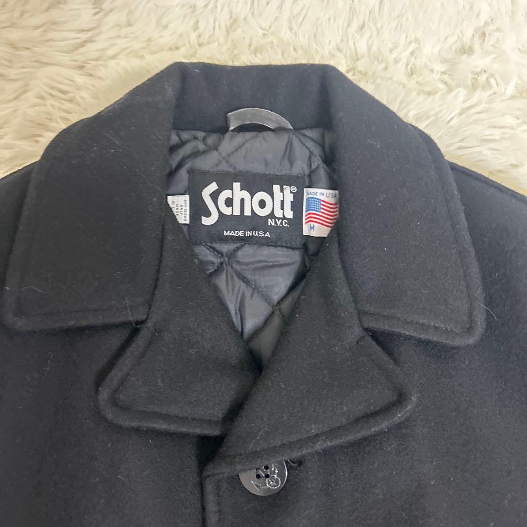 【未使用タグ付き】Schott メンズ シングル ピーコート ネイビー　L程度