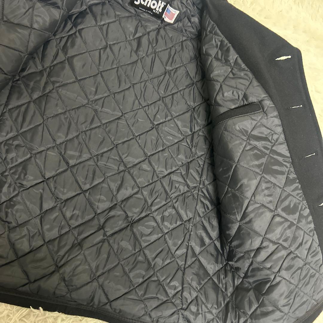 【未使用タグ付き】Schott メンズ シングル ピーコート ネイビー　L程度