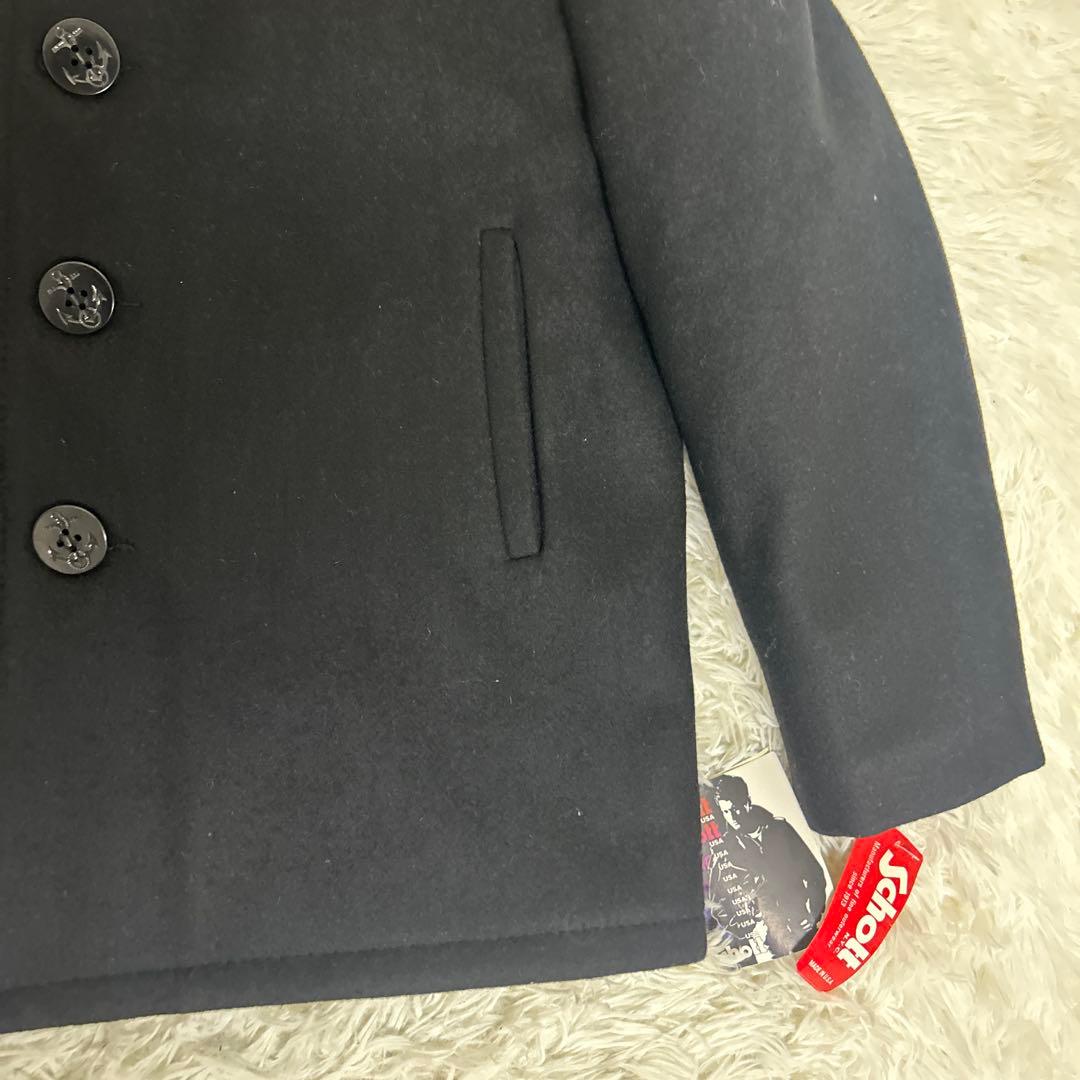 【未使用タグ付き】Schott メンズ シングル ピーコート ネイビー　L程度