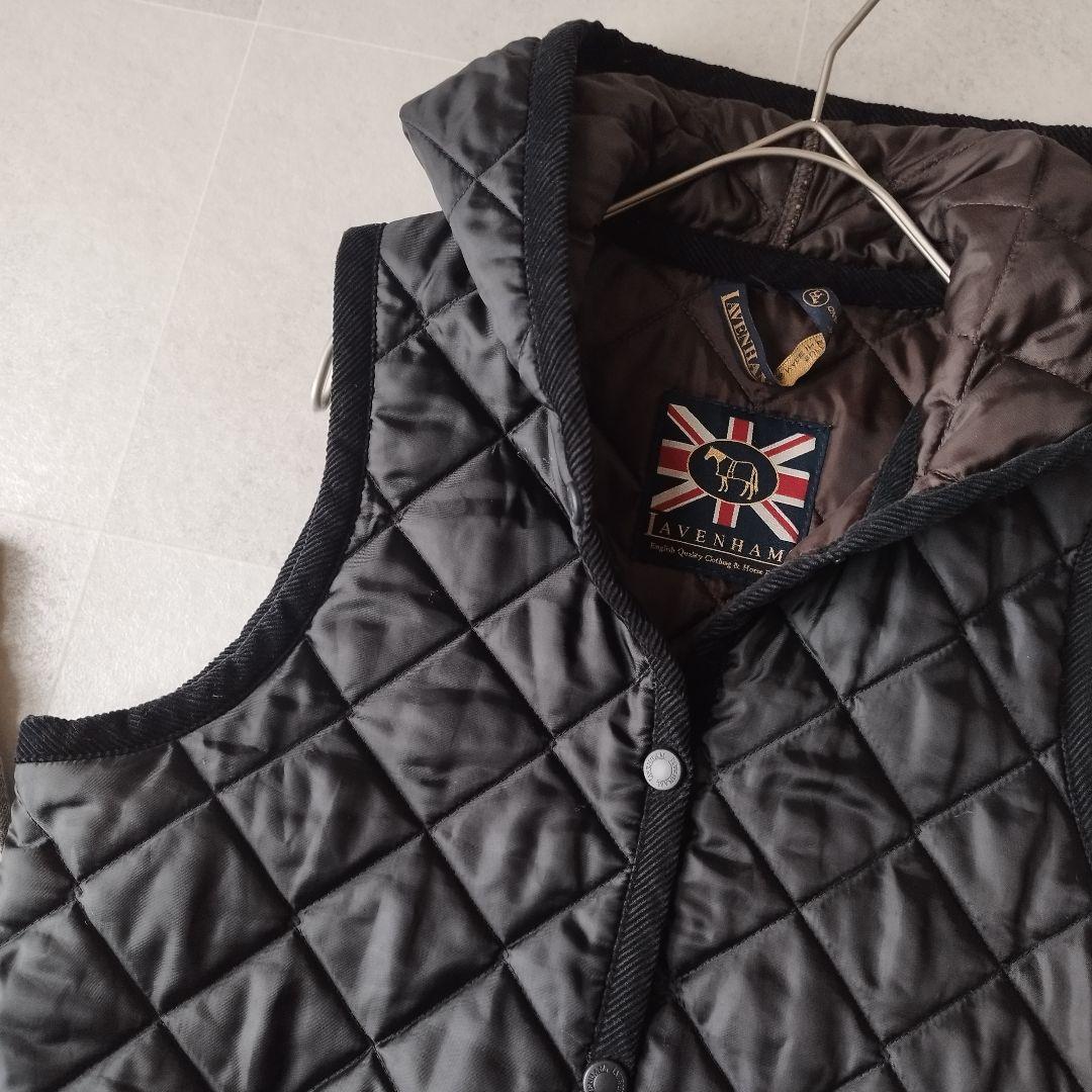 英国製 ラベンハム キルティングジャケット フーディーダウンベスト Sサイズ 黒