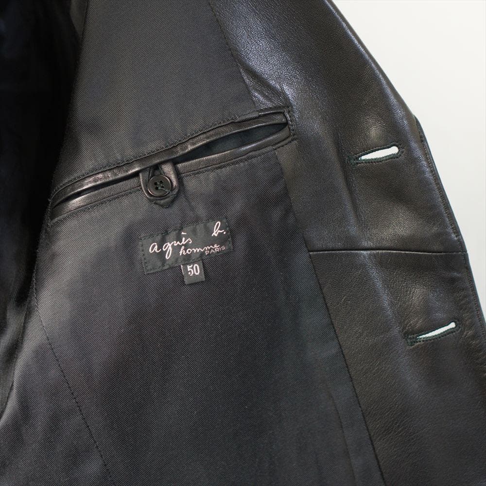 90s ビンテージ アニエスベー フランス製 極上革質 テーラードJKT