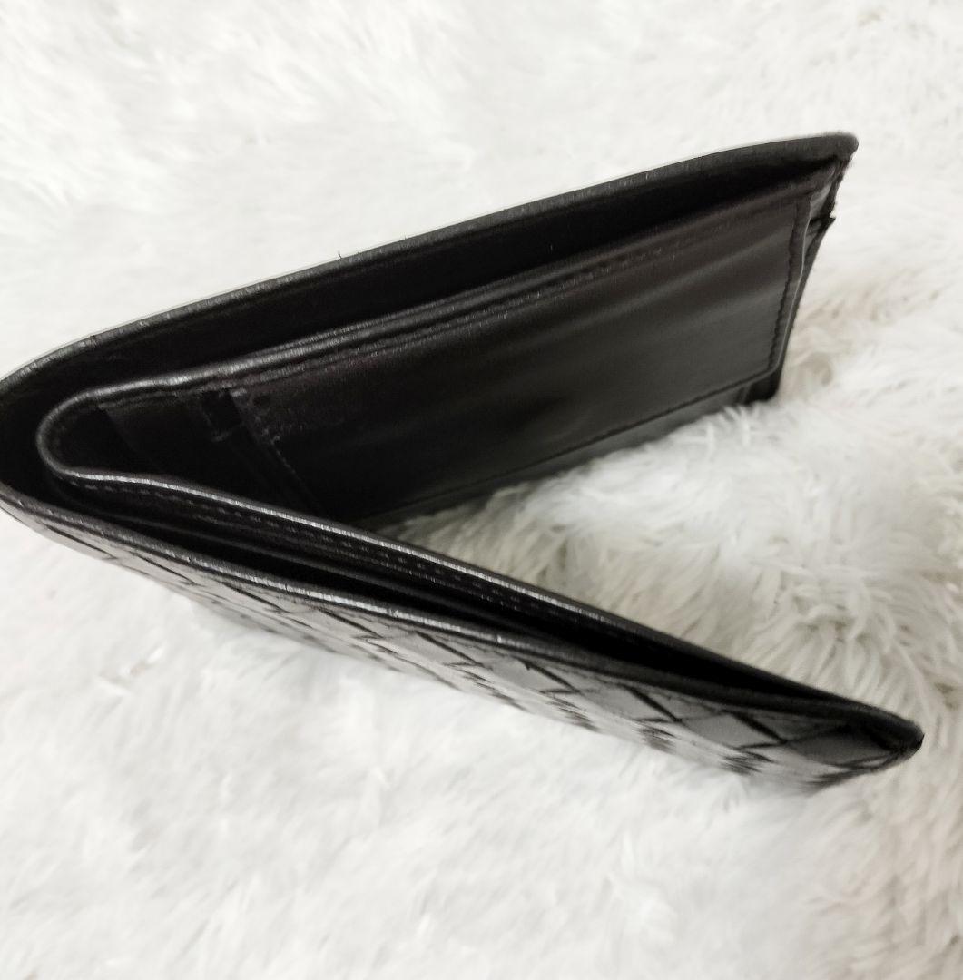 ボッテガヴェネタ　折り財布　レザー　ダークブラウン　フラップ　イントレチャート