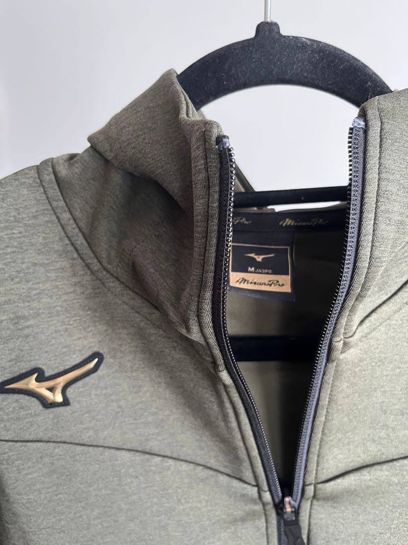 野球 ミズノプロ ストレッチスウェット セットアップ 上下 カーキ　ジャケット