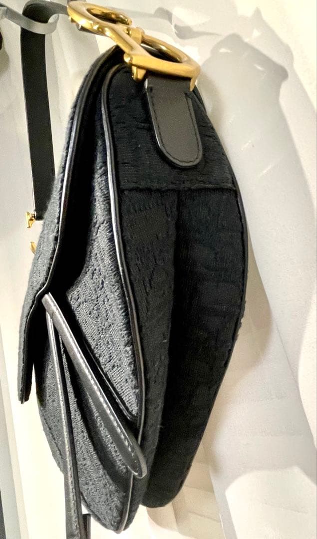 【美品】ディオールDior サドルバッグ黒オブリーク柄⭐︎保証書巾着セット⭐︎最終値