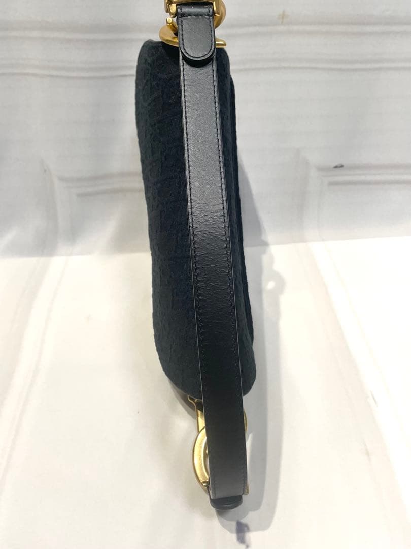 【美品】ディオールDior サドルバッグ黒オブリーク柄⭐︎保証書巾着セット⭐︎最終値