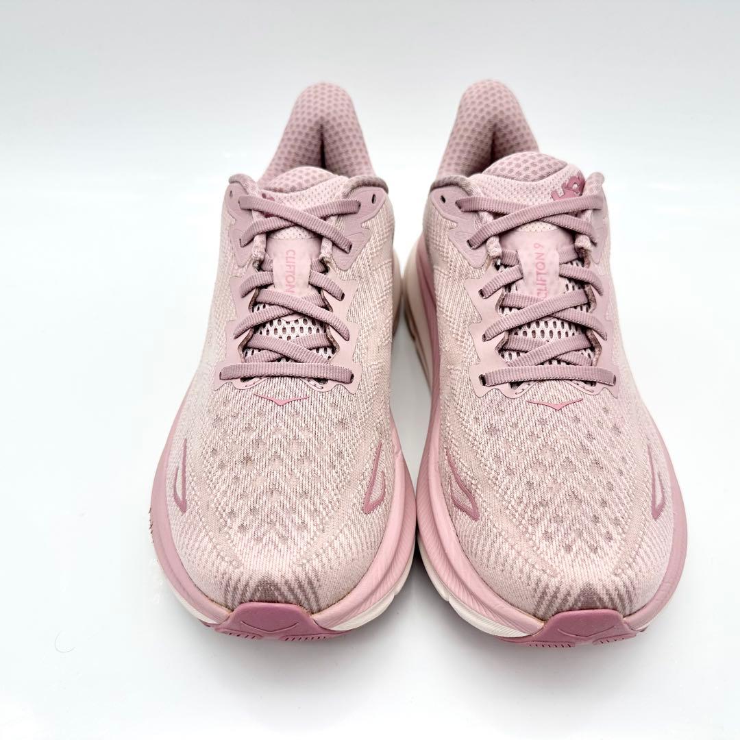 【美品】ホカオネオネ クリフトン9 ピーチ ピンク メッシュ 厚底 24.5