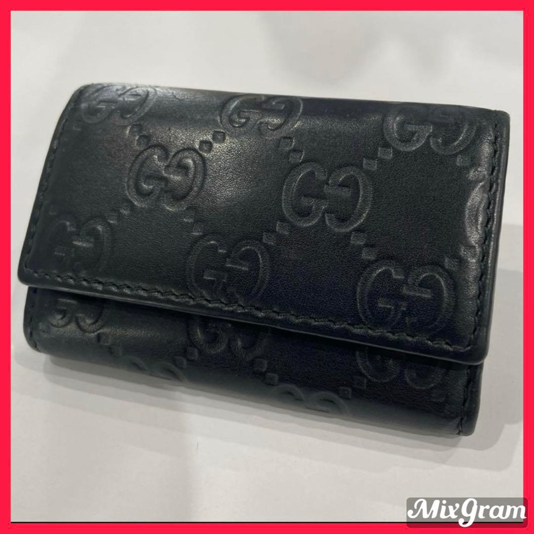 GUCCI ブラック レザー キーケース グッチ