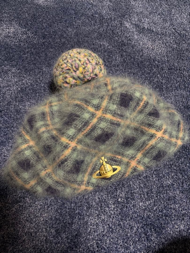 Vivienne Westwood チェック柄　ベレー帽　アンゴラ　ヴィヴィアン