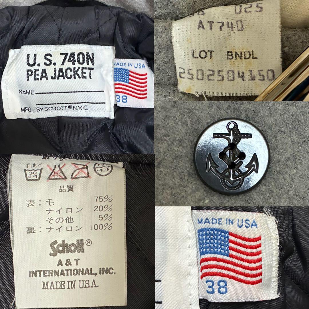極美品/USA製 SCHOTT ショット U.S.740N Pコート L相当