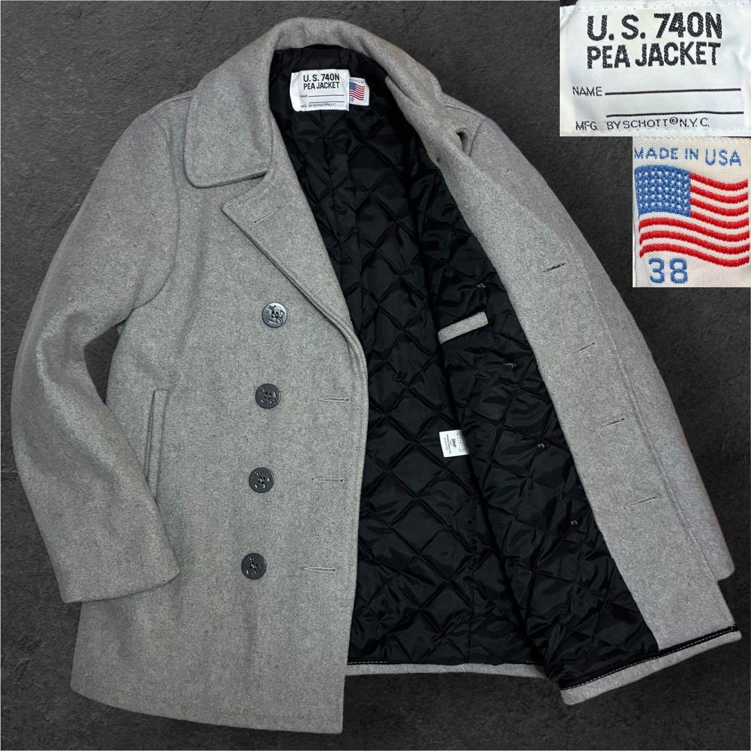 極美品/USA製 SCHOTT ショット U.S.740N Pコート L相当