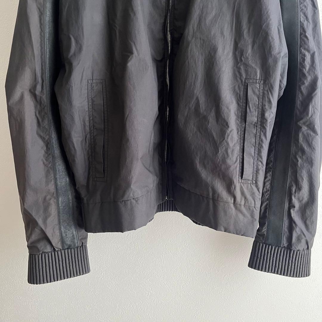 【希少】ルイヴィトン　ボンバージャケット　レザー切り替え　フロントロゴ　黒　48