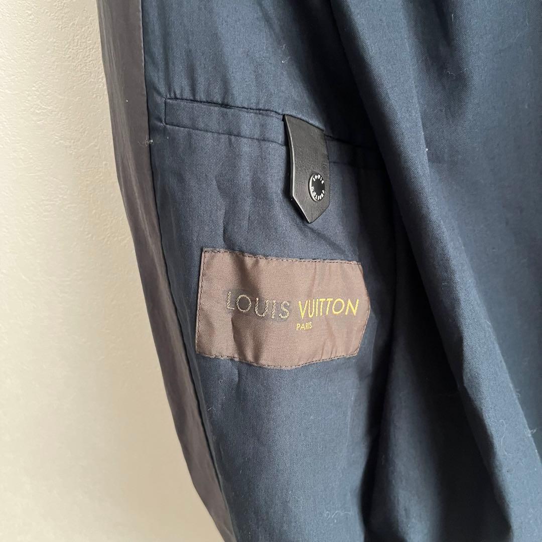 【希少】ルイヴィトン　ボンバージャケット　レザー切り替え　フロントロゴ　黒　48