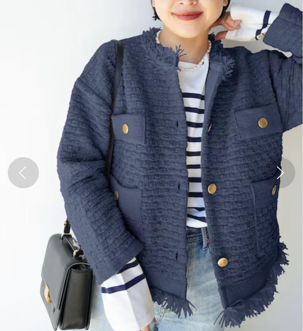 IENA ツイード　ニット　金ボタン　ジャケット　日本製