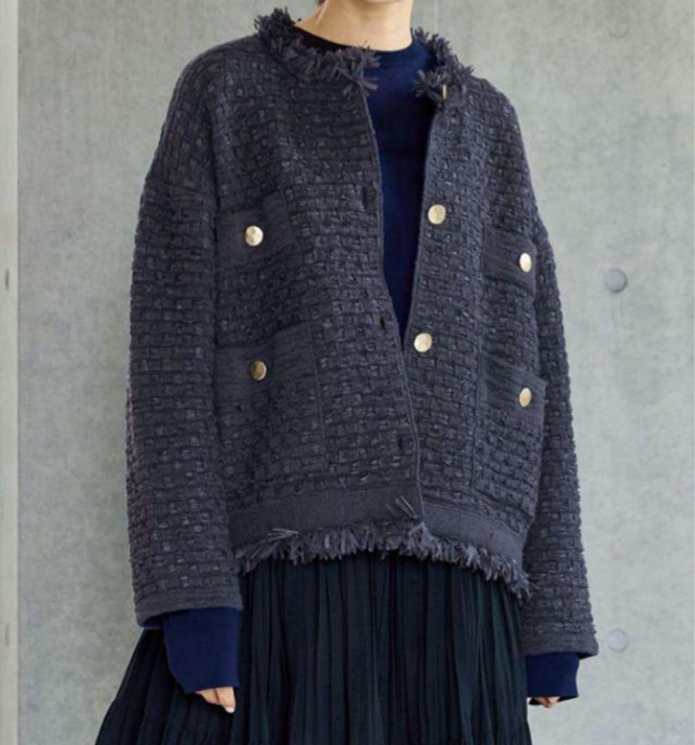 IENA ツイード　ニット　金ボタン　ジャケット　日本製