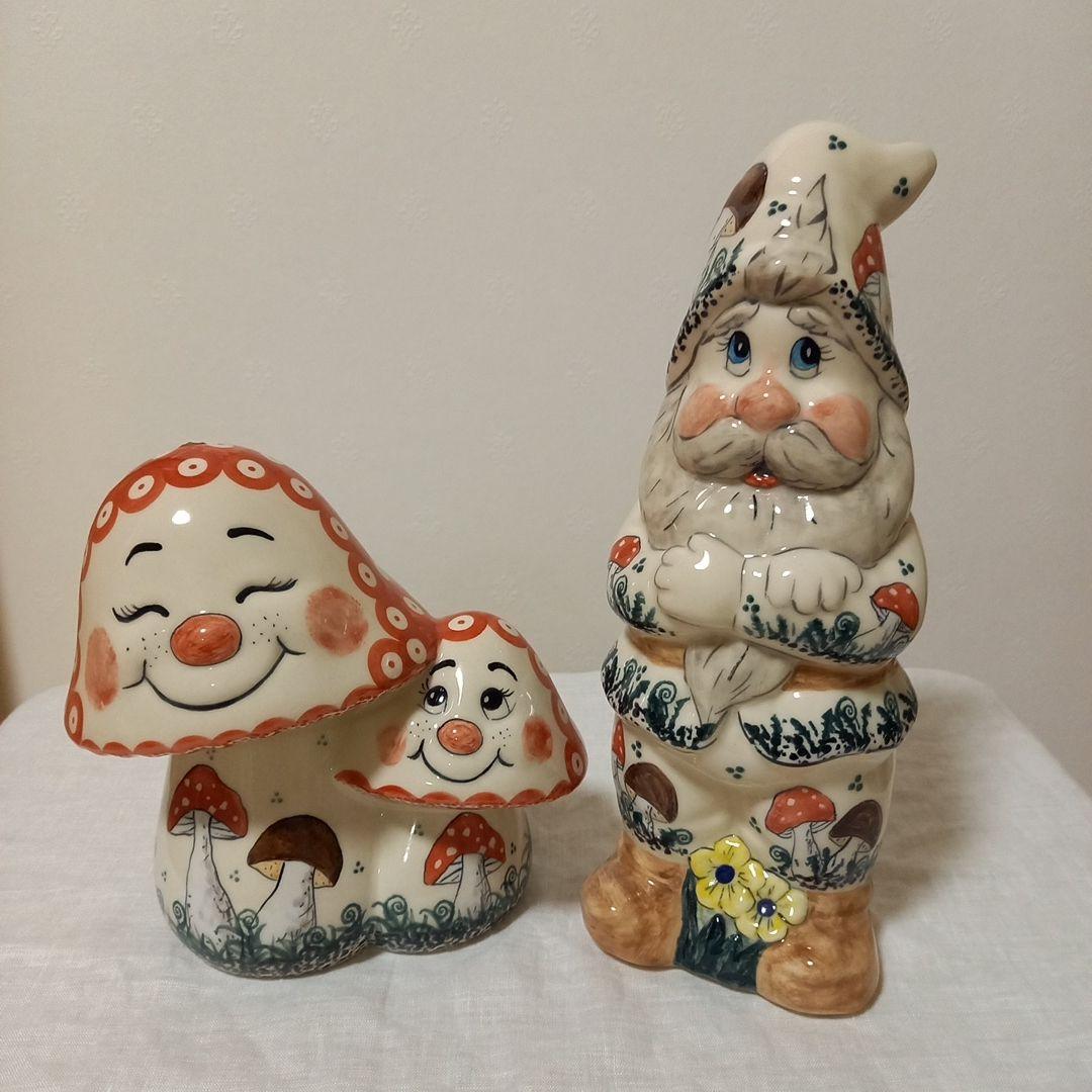 新品　ポーリッシュポタリー　置物　きのこ