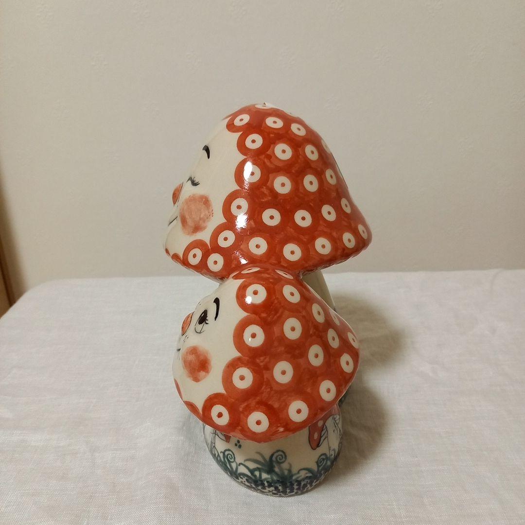 新品　ポーリッシュポタリー　置物　きのこ