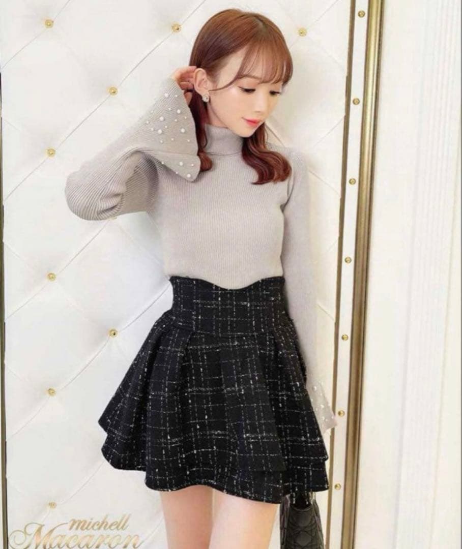 【新品未使用】　ミシェルマカロン　美脚になれるツイードスカート　S
