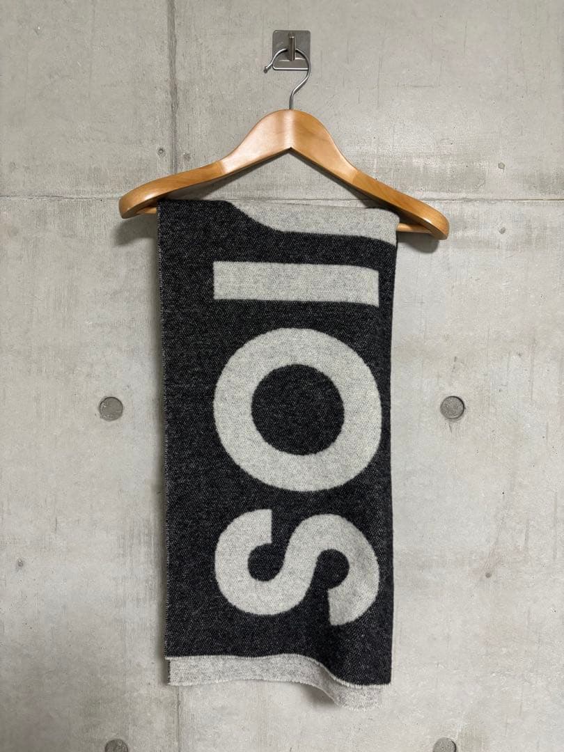 アクネ　ロゴマフラー　ダークグレー&ライトグレー　美品