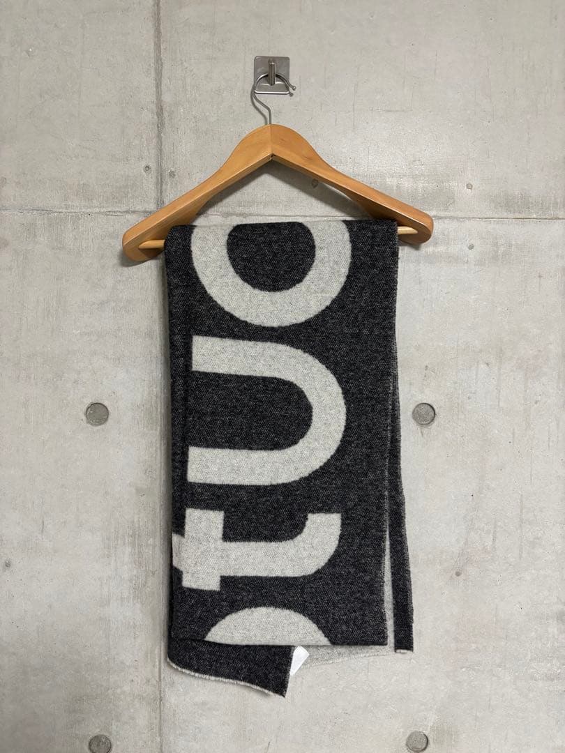 アクネ　ロゴマフラー　ダークグレー&ライトグレー　美品