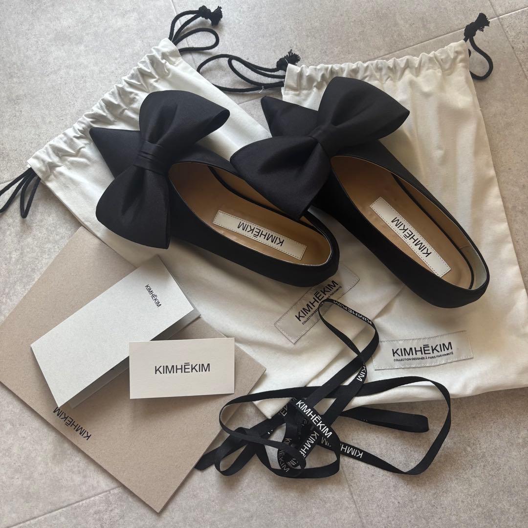 KIMHEKIM ブラック リボンパンプス　キムへキム　最終値下げ