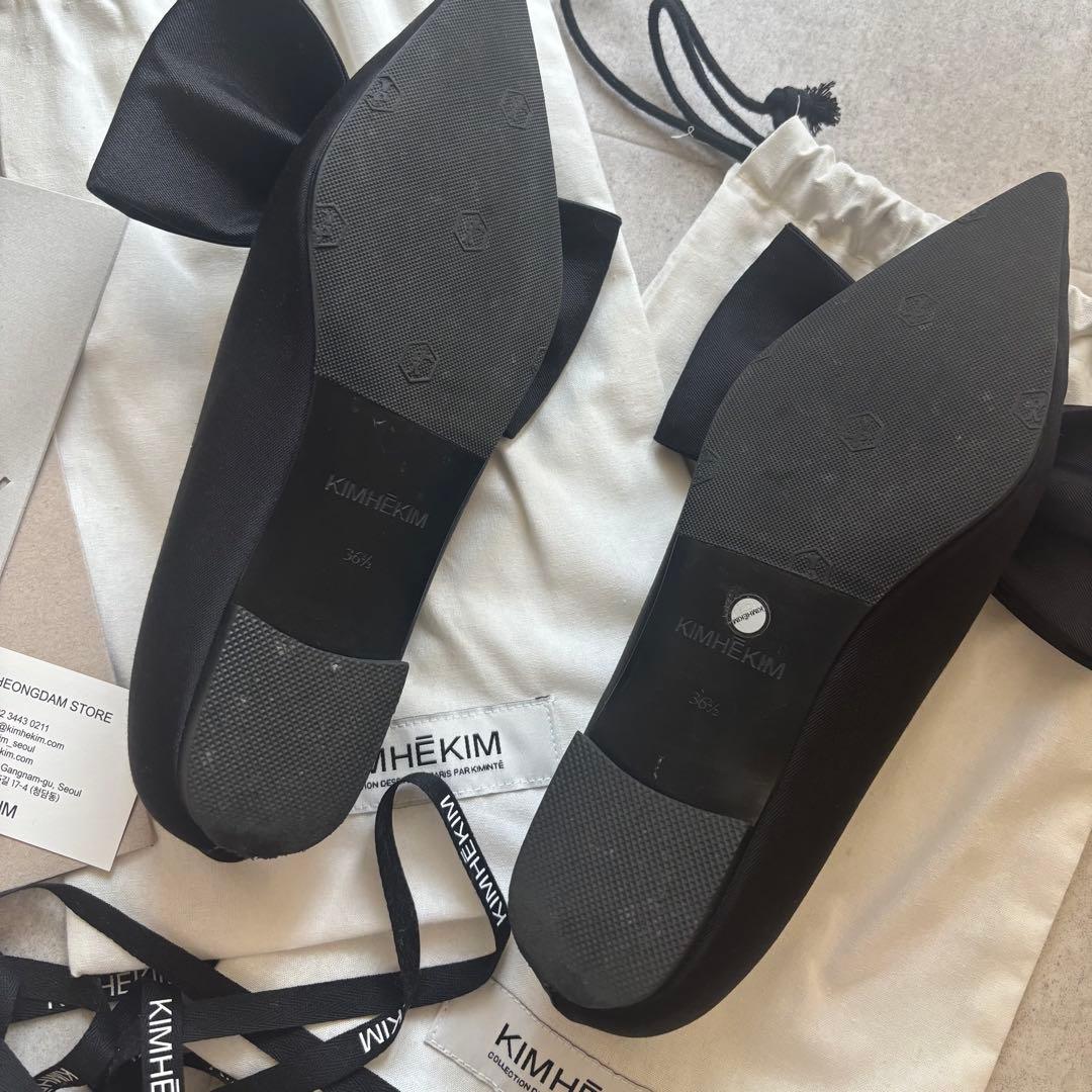 KIMHEKIM ブラック リボンパンプス　キムへキム　最終値下げ