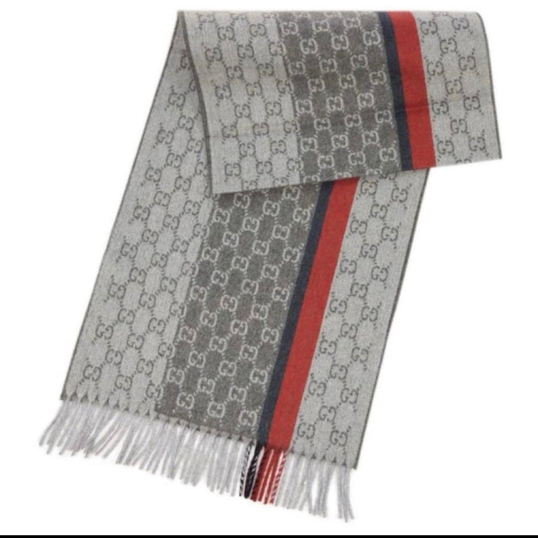 ❤️フォロー割❤️新品タグ付き　GUCCI マフラー グレー 赤 青