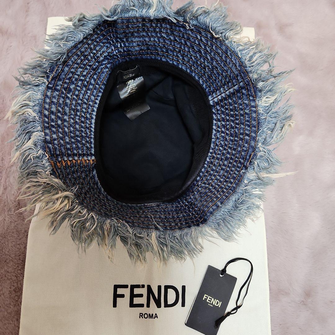 FENDI デニムバケットハット フリンジ付き