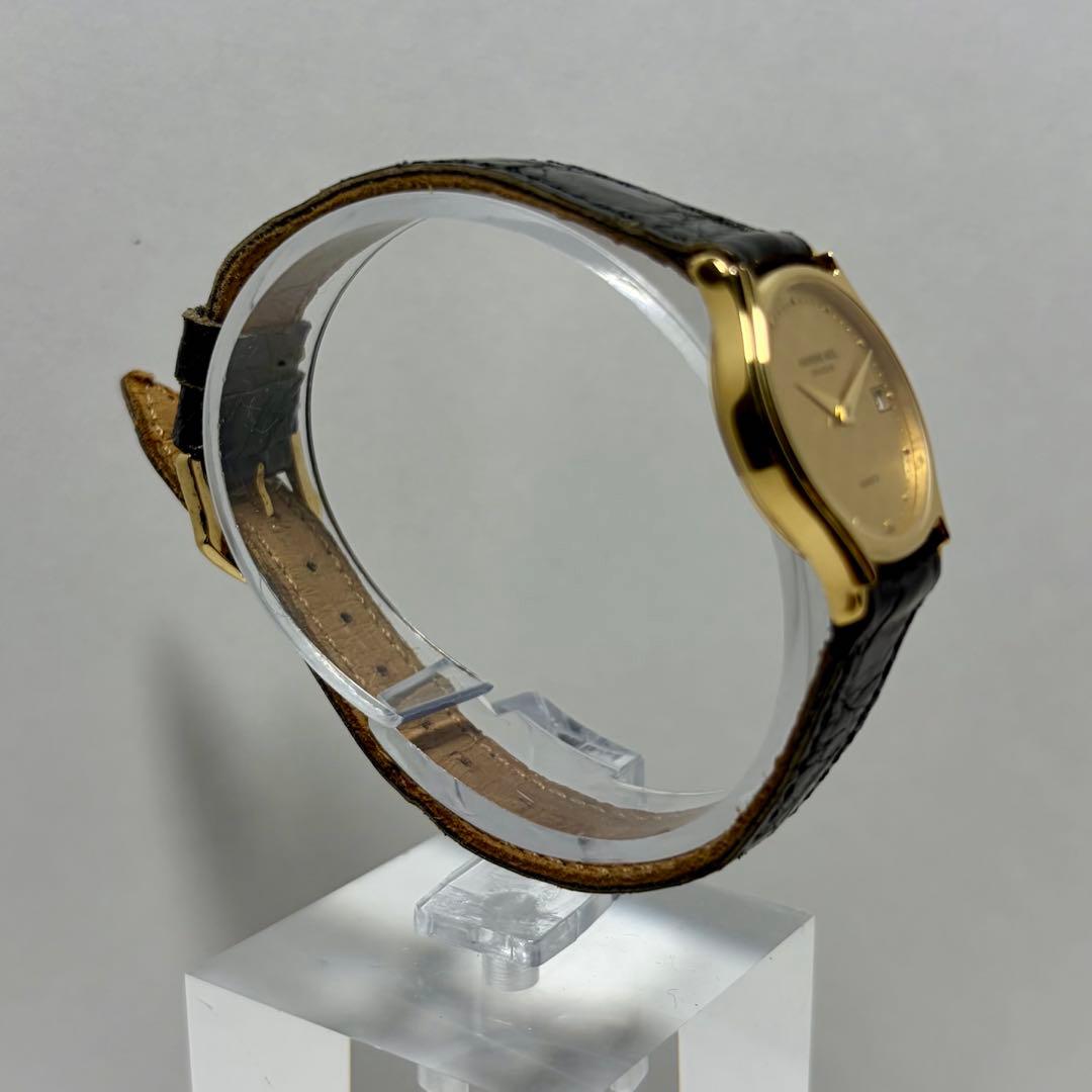 【稼働/新品電池/希少品】レイモンドウィル 腕時計 ゴールド文字盤 デイト