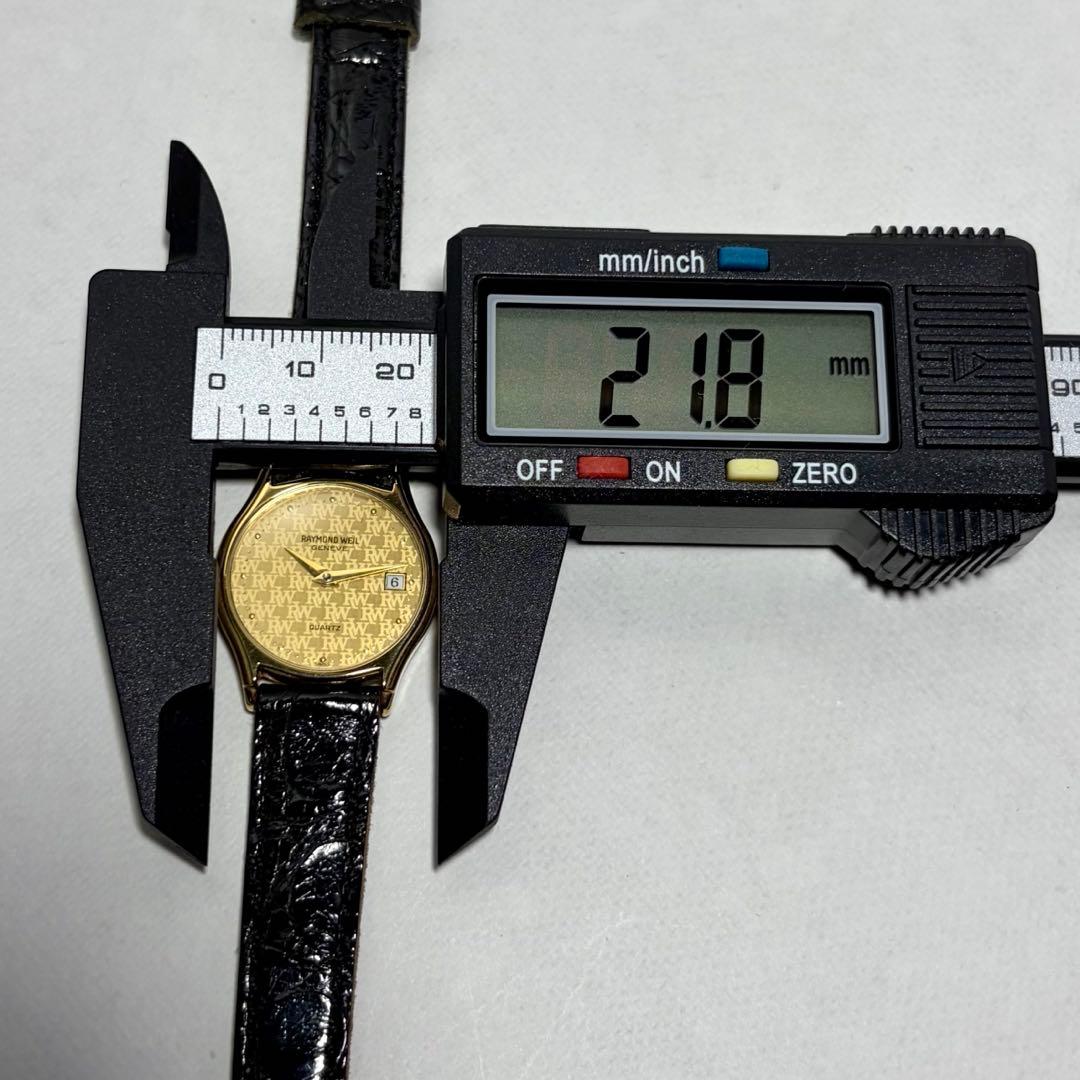 【稼働/新品電池/希少品】レイモンドウィル 腕時計 ゴールド文字盤 デイト