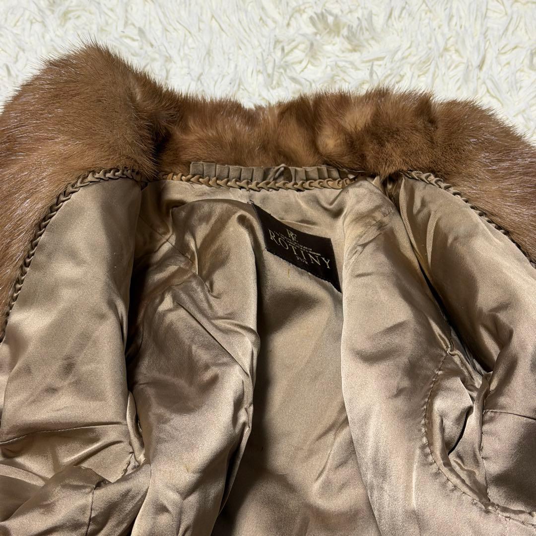 高級　13号　ROTINY 毛皮　コート　シェアード　ミンク　ブラウン