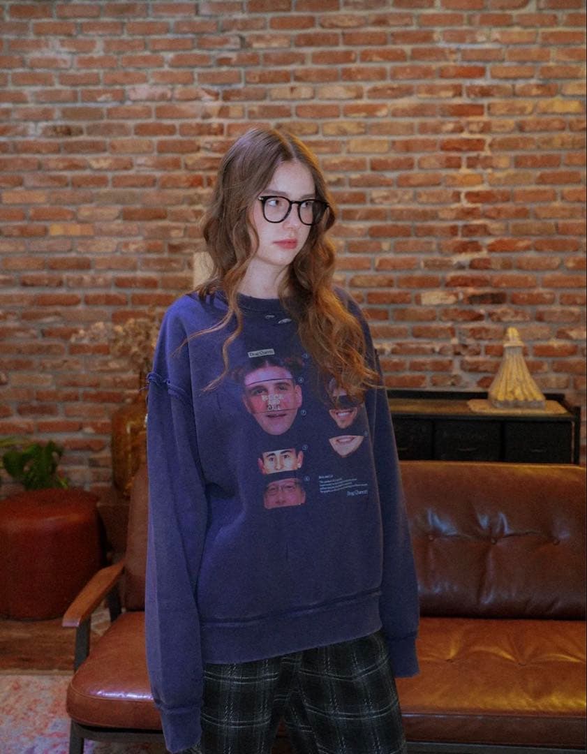 j*m様 グラフィックプリント ネイビー スウェット