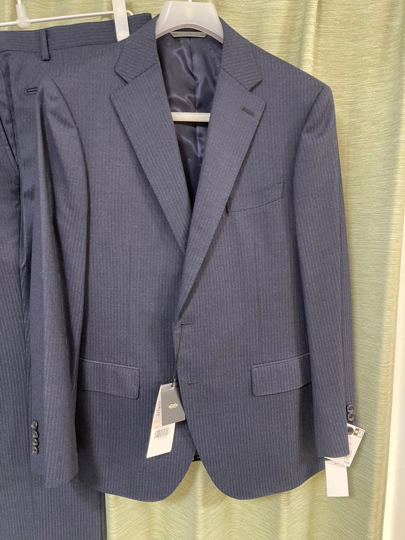 新品 DURBAN ダーバン 秋冬総裏 ウール スーツBB6 ストライプ 紺