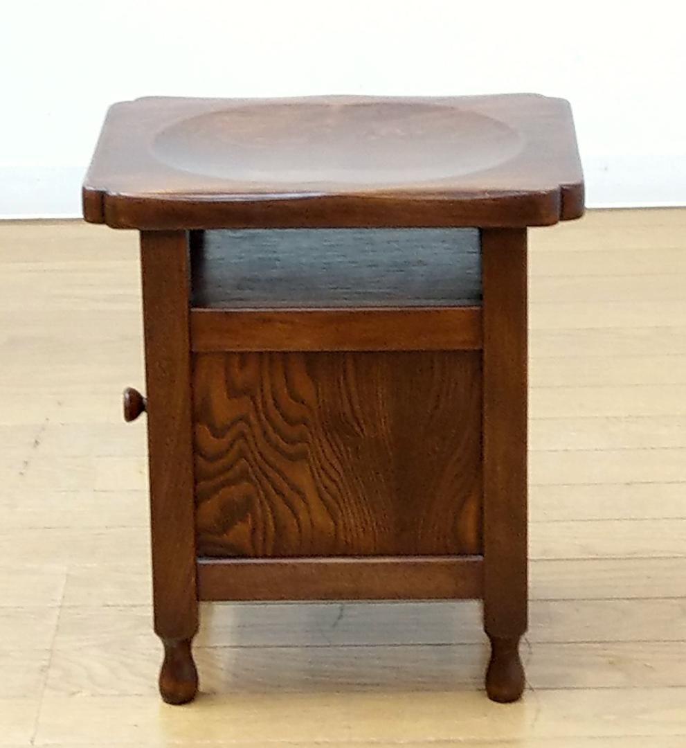 美品 吉田璋也デザイン 鳥取民芸木工 木製 欅(ケヤキ) 無垢 引出付スツール