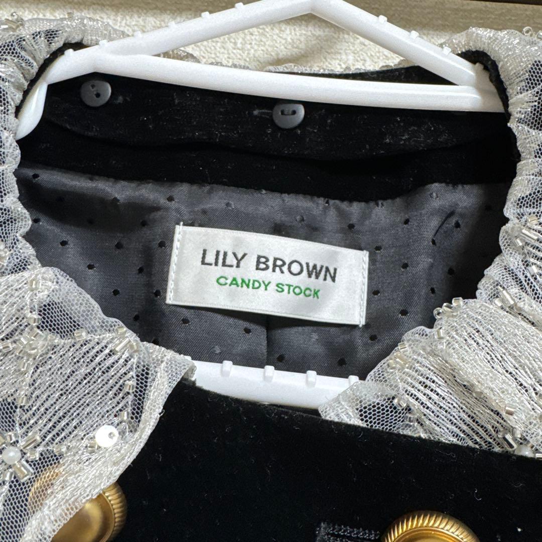 lily brown リリーブラウン スカラップビジューアタッチドジャケット