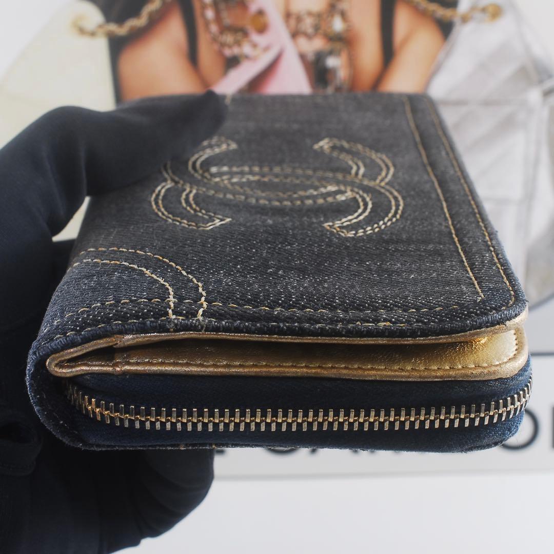 CHANEL＊シャネル＊デニム＊ココ＊長財布＊ゴールド