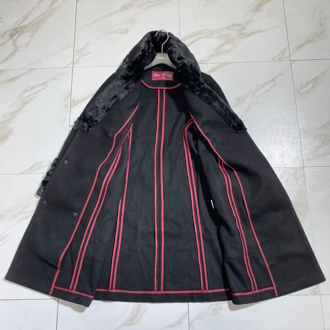 現行♡スーパービューティーオーラボー 女優襟 スパンコール刺繍エコファーコート