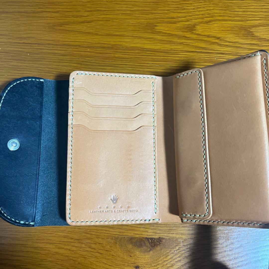 LEATHER&SILVER MOTO 三つ折り財布 黒