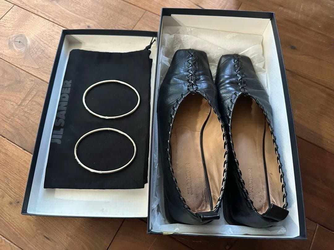 m*u様 JIL SANDER Ring バレリーナ　フラットシューズ　ブラック