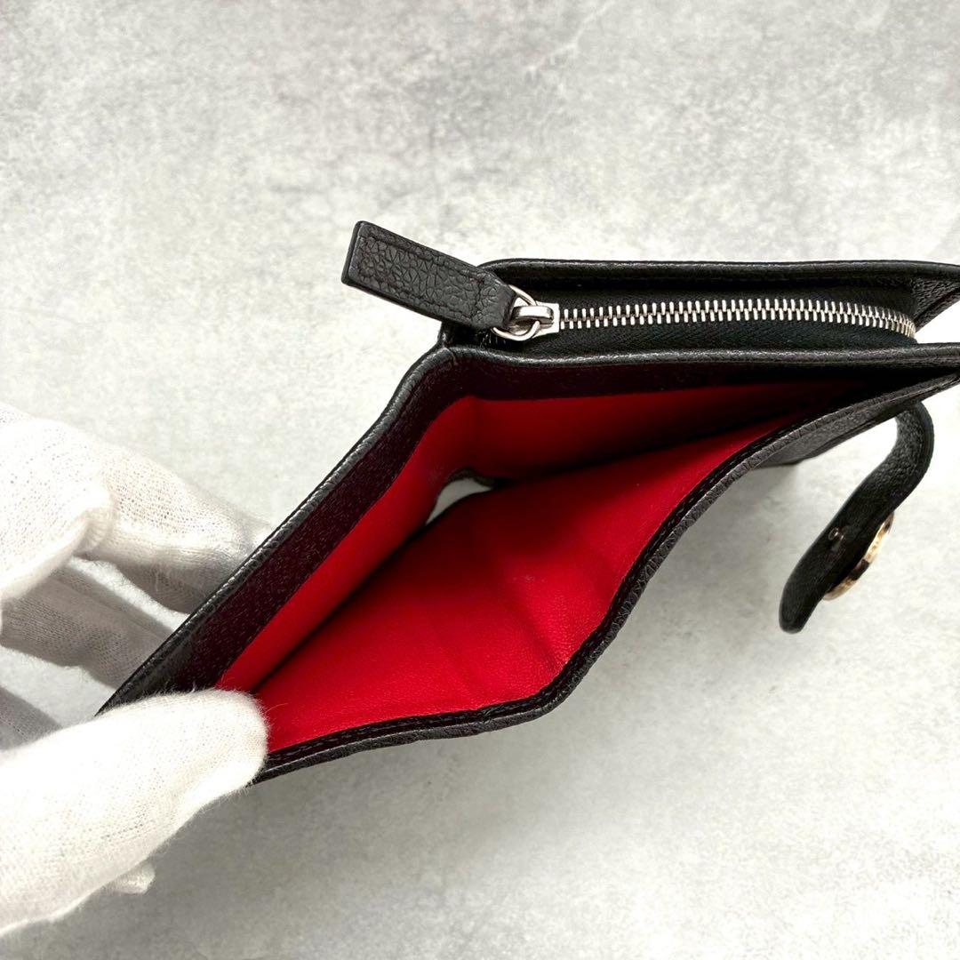✨美品✨ブルガリ 二つ折り財布 ロゴクリップ ブラック×レッド バイカラー