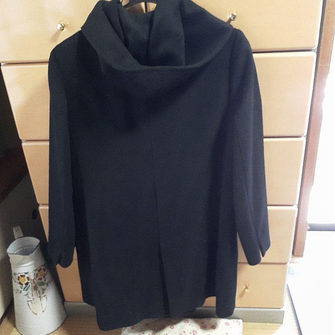 23区 大きいサイズ48 フード付き ブラック アンゴラビーバーコート