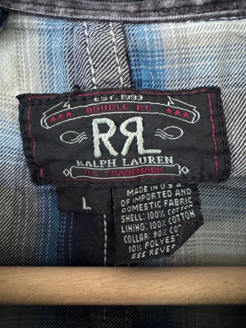 【大人気】RRL ダブルアールエル デニム カバーオール オンブレチェック L