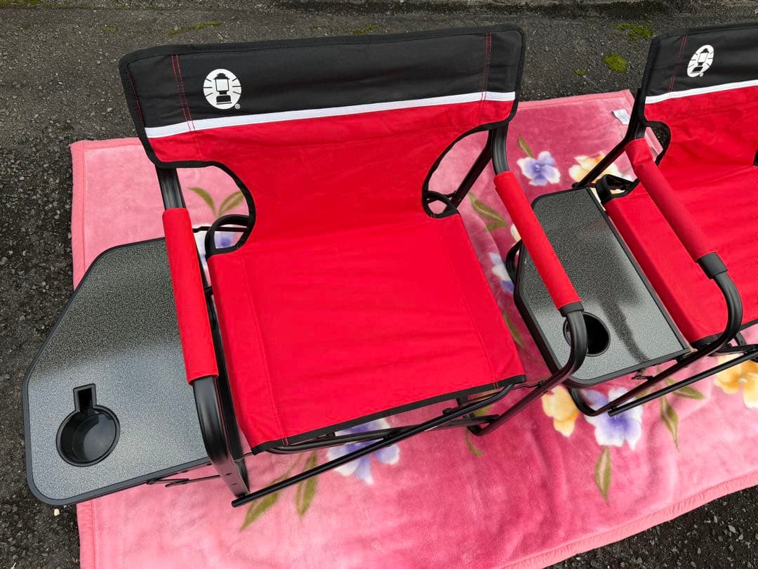 ２脚セットcoleman コールマン デッキチェアST ディレクター テーブル付
