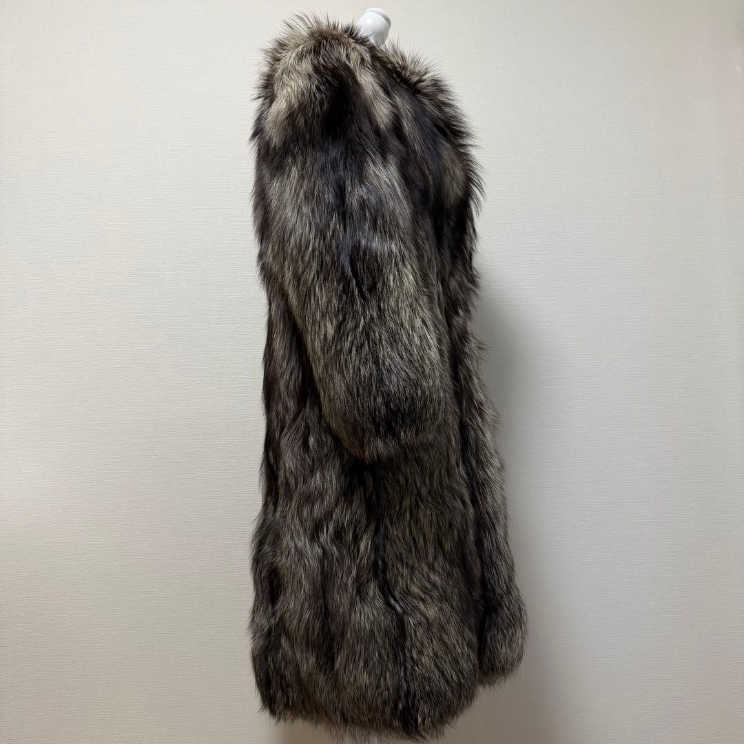 サガフォックス　ロイヤル　ファーコート　極厚　ロング丈　シャネル　女優襟　茶　L