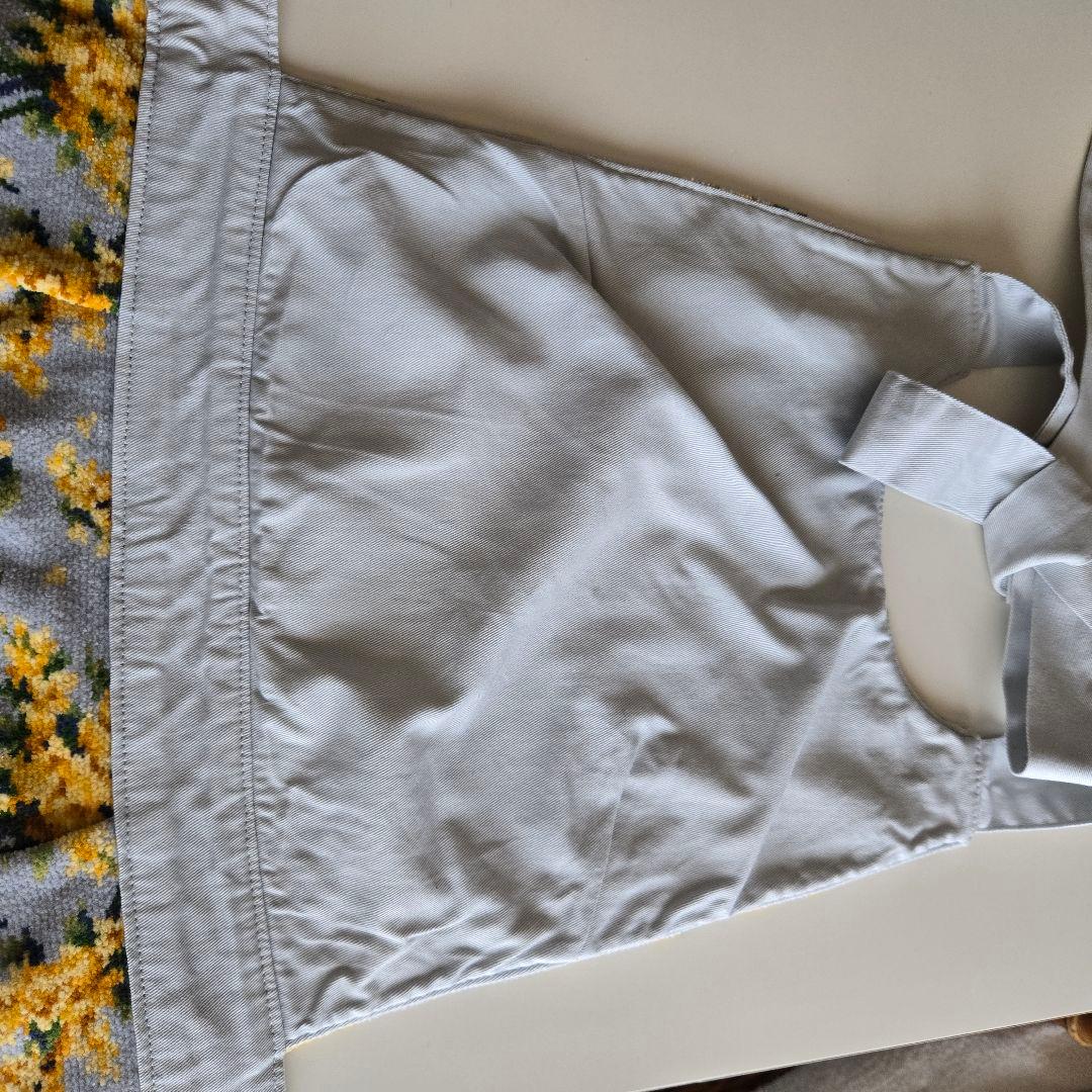 希少　FEILER ミモザ花柄エプロン シルバーグレー