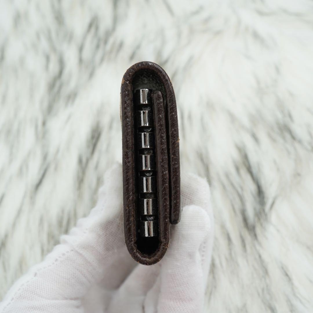 極美品　GUCCI グッチ　キーケース　レザー×キャンバス　GG柄　ブラウン
