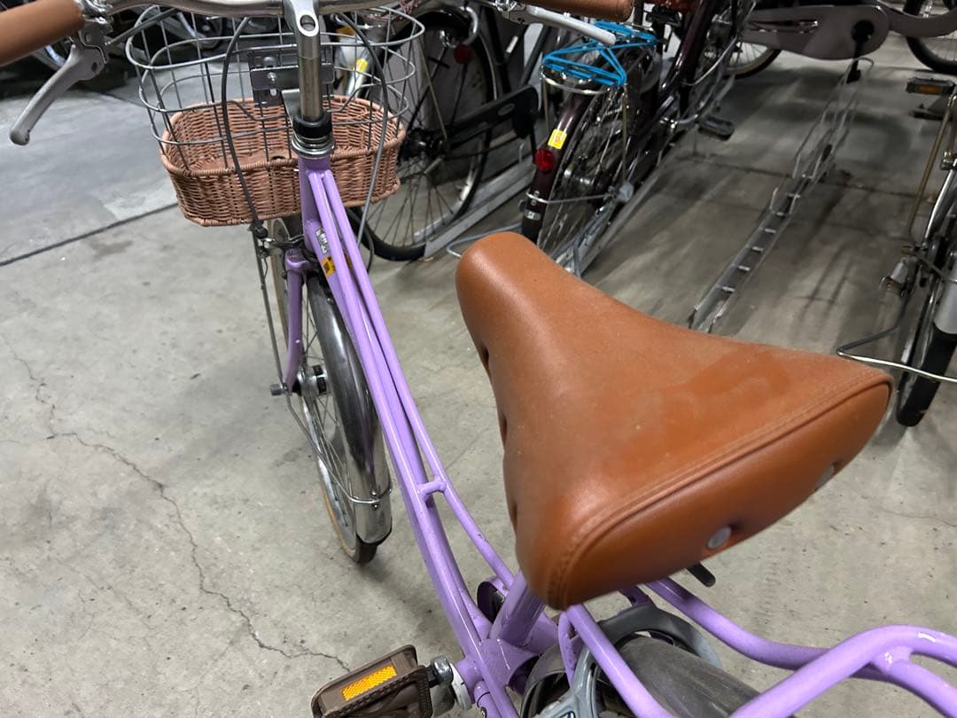 紫色シティサイクル 前カゴ付き　23区北部渡し